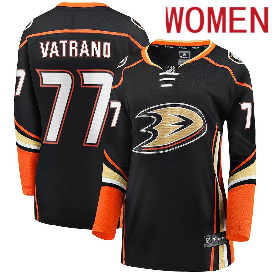 Women Anaheim Ducks #77 Frank Vatrano Fanatics Branded Black Home Breakaway Player NHL Jersey